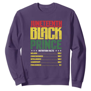 Juneteenth Black Prince Nutrition Facts Sweatshirt TS01 Purple Printyourwear