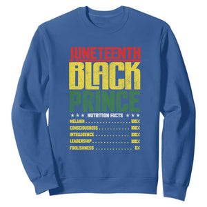 Juneteenth Black Prince Nutrition Facts Sweatshirt TS01 Royal Blue Printyourwear