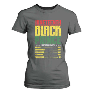 Juneteenth Black Prince Nutrition Facts T Shirt For Women TS01 Dark Heather Print Your Wear