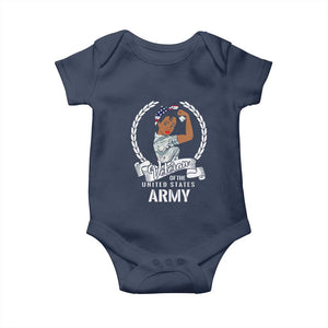 Black US Women Veteran Baby Onesie - Proud Female Military Army Girl TS01 Navy Print Your Wear