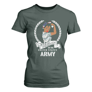 Black US Women Veteran T Shirt For Women - Proud Female Military Army Girl TS01 Dark Forest Green Print Your Wear