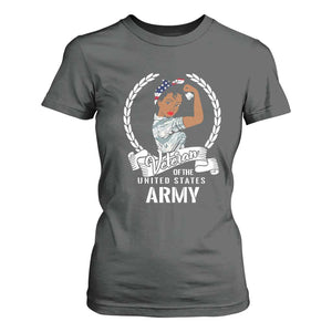 Black US Women Veteran T Shirt For Women - Proud Female Military Army Girl TS01 Dark Heather Print Your Wear