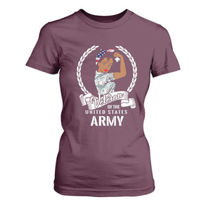 Black US Women Veteran T Shirt For Women - Proud Female Military Army Girl TS01 Maroon Print Your Wear