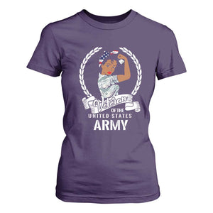 Black US Women Veteran T Shirt For Women - Proud Female Military Army Girl TS01 Purple Print Your Wear