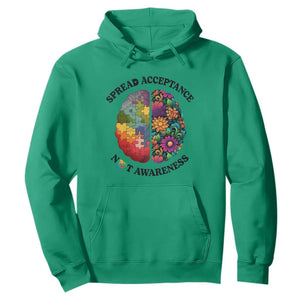 Accept Autism Hoodie Spread Acceptance Not Awareness Neurodiversity Brain TS01 Irish Green Printyourwear