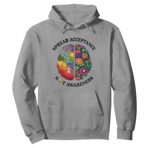 Accept Autism Hoodie Spread Acceptance Not Awareness Neurodiversity Brain TS01 Sport Gray Printyourwear