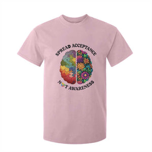 Accept Autism T Shirt For Kid Spread Acceptance Not Awareness Neurodiversity Brain TS01 Light Pink Printyourwear