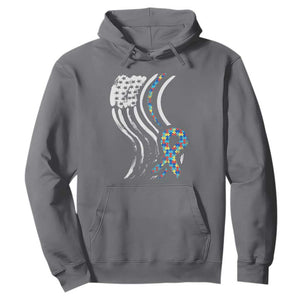 Autism Awareness Hoodie Spectrum Ribbon American Flag TS01 Charcoal Printyourwear