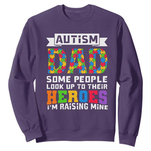 Autism Dad Sweatshirt Some People Look Up to Their Heroes I'm Raising Mine Puzzle Piece TS01 Purple Printyourwear