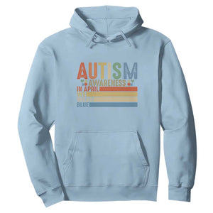 Autism Awareness Month Hoodie In April We Wear Blue Retro Vintage Puzzle Piece TS01 Light Blue Printyourwear