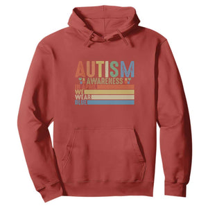 Autism Awareness Month Hoodie In April We Wear Blue Retro Vintage Puzzle Piece TS01 Red Printyourwear