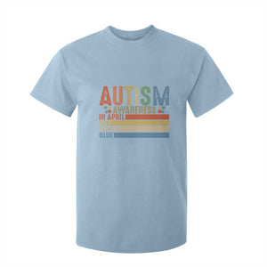 Autism Awareness Month T Shirt For Kid In April We Wear Blue Retro Vintage Puzzle Piece TS01 Light Blue Printyourwear