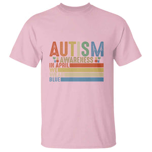 Autism Awareness Month T Shirt In April We Wear Blue Retro Vintage Puzzle Piece TS01 Light Pink Printyourwear