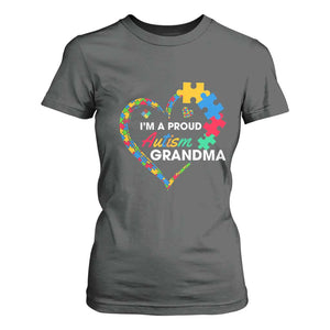 I'm A Proud Autism Grandma T Shirt For Women Puzzle Piece Heart TS01 Dark Heather Printyourwear