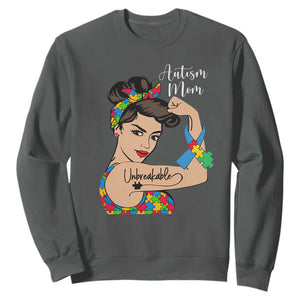 Autism Mom Sweatshirt Unbreakable Woman TS01 Dark Heather Printyourwear