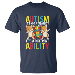 Dog Autism Awareness T Shirt It's Not A Disablity It's A Different Ability TS01 Navy Printyourwear