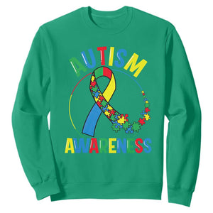 Autism Awareness Sweatshirt Spectrum Ribbon TS01 Irish Green Printyourwear