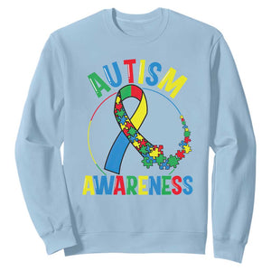 Autism Awareness Sweatshirt Spectrum Ribbon TS01 Light Blue Printyourwear