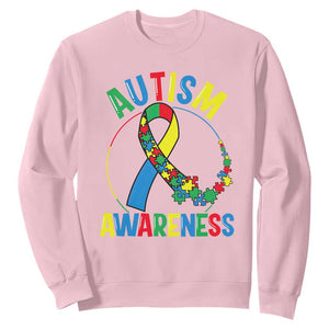 Autism Awareness Sweatshirt Spectrum Ribbon TS01 Light Pink Printyourwear
