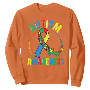 Autism Awareness Sweatshirt Spectrum Ribbon TS01 Orange Printyourwear