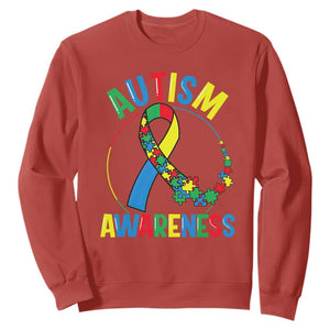 Autism Awareness Sweatshirt Spectrum Ribbon TS01 Red Printyourwear