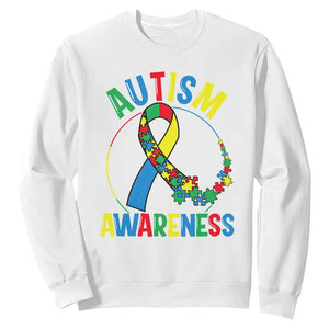 Autism Awareness Sweatshirt Spectrum Ribbon TS01 White Printyourwear