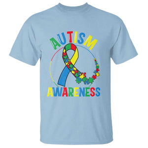 Autism Awareness T Shirt Spectrum Ribbon TS01 Light Blue Printyourwear