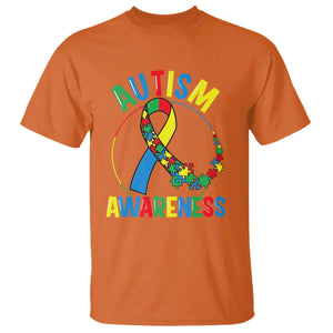 Autism Awareness T Shirt Spectrum Ribbon TS01 Orange Printyourwear