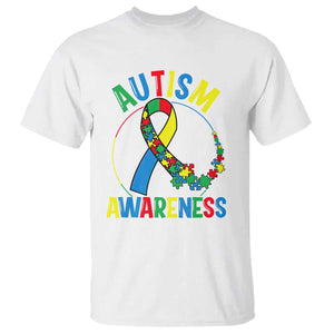 Autism Awareness T Shirt Spectrum Ribbon TS01 White Printyourwear