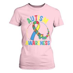 Autism Awareness T Shirt For Women Spectrum Ribbon TS01 Light Pink Printyourwear
