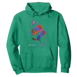 Autism Awareness Hoodie Colorful Sunflower With Bird Spectrum Ribbon TS01 Irish Green Printyourwear