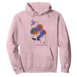 Autism Awareness Hoodie Colorful Sunflower With Bird Spectrum Ribbon TS01 Light Pink Printyourwear