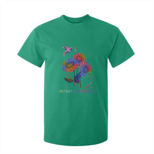Autism Awareness T Shirt For Kid Colorful Sunflower With Bird Spectrum Ribbon TS01 Irish Green Printyourwear