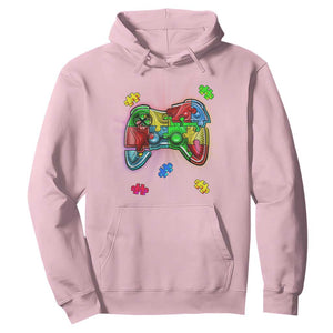 Autism Awareness Gamer Hoodie Video Game Control Puzzle Piece TS01 Light Pink Printyourwear