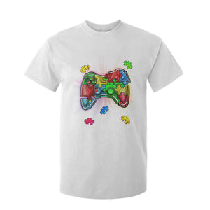 Autism Awareness Gamer T Shirt For Kid Video Game Control Puzzle Piece TS01 White Printyourwear