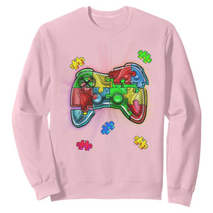 Autism Awareness Gamer Sweatshirt Video Game Control Puzzle Piece TS01 Light Pink Printyourwear