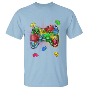 Autism Awareness Gamer T Shirt Video Game Control Puzzle Piece TS01 Light Blue Printyourwear