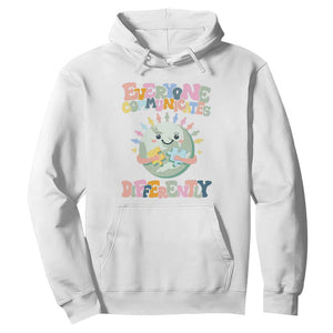 Autism Acceptance Hoodie Everyone Communicates Differently Embrace Autism Be Kind TS01 White Printyourwear