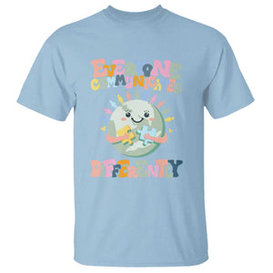 Autism Acceptance T Shirt Everyone Communicates Differently Embrace Autism Be Kind TS01 Light Blue Printyourwear