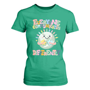 Autism Acceptance T Shirt For Women Everyone Communicates Differently Embrace Autism Be Kind TS01 Irish Green Printyourwear