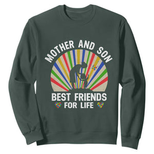 Autism Mom Sweatshirt Mother And Son Best Friends For Life Retro TS01 Dark Forest Green Printyourwear