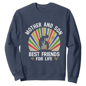 Autism Mom Sweatshirt Mother And Son Best Friends For Life Retro TS01 Navy Printyourwear