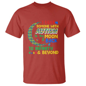 Embrace Autism T Shirt I Love Some With Autism To The Moon And Back To Infinity And Beyond Puzzle TS01 Red Printyourwear