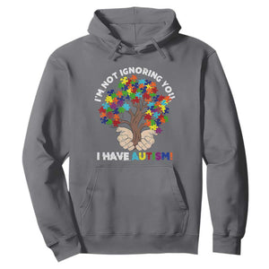 I'm Not Ignoring You I Have Autism Hoodie Puzzle Tree TS01 Charcoal Printyourwear