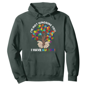 I'm Not Ignoring You I Have Autism Hoodie Puzzle Tree TS01 Dark Forest Green Printyourwear