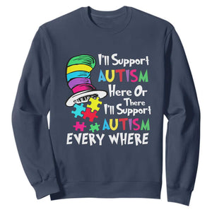 Autism Awarenes Sweatshirt I'll Support Autism Every Where TS01 Navy Printyourwear