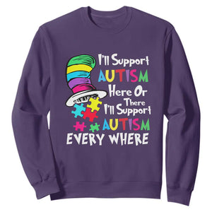 Autism Awarenes Sweatshirt I'll Support Autism Every Where TS01 Purple Printyourwear