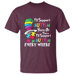 Autism Awarenes T Shirt I'll Support Autism Every Where TS01 Maroon Printyourwear