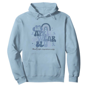Autism Awareness Hoodie In April We Wear Blue Rainbow Retro Groovy TS01 Light Blue Printyourwear