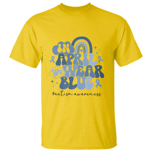Autism Awareness T Shirt In April We Wear Blue Rainbow Retro Groovy TS01 Daisy Printyourwear